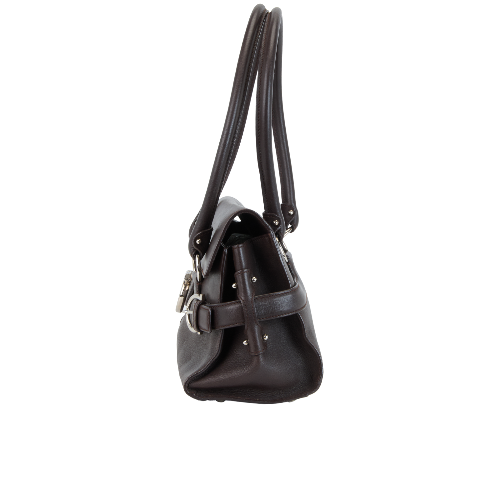 Gancini Shoulder Bag, &pound;260, Handbags, Brown, Leather, Bottom view